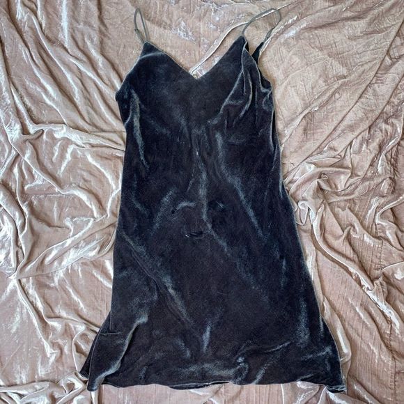 Lavender brown velvet slip dress - Picture 2 of 3